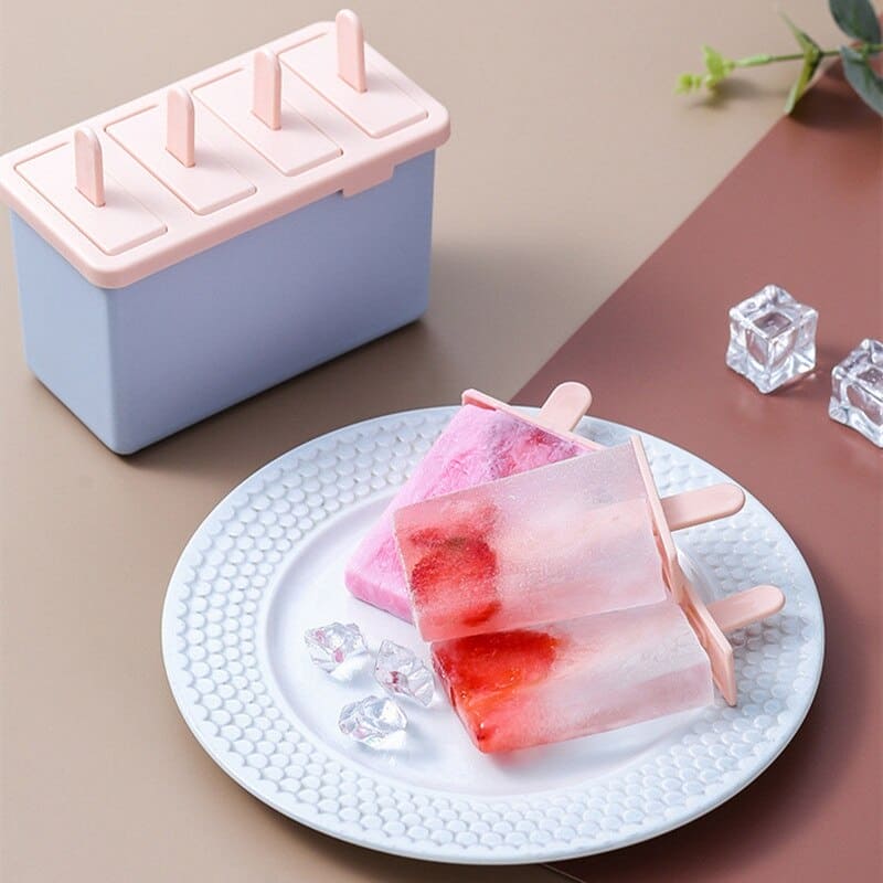 Set Of 4 Popsicles Mold With Container, Ice Cream Mold With Sticks, Ice Lolly Molds With Non Spill Lid, Candy Bar Mold Tray Kitchen Gadgets Accessories Set Of 4 Popsicles Mold With Container, Ice Cream Mold With Sticks, Ice Lolly Molds With Non Spill Lid, Candy Bar Mold Tray Kitchen Gadgets Accessories